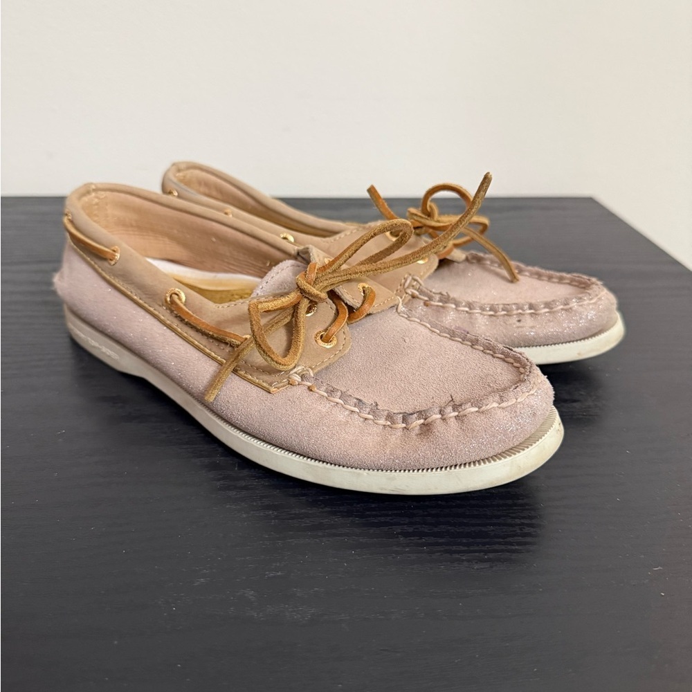Milly for Sperry Top Sider Sparkle Gold and Tan Loafers 8 Ladies